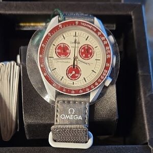 Omega Speedmaster with Red and Gray Accents